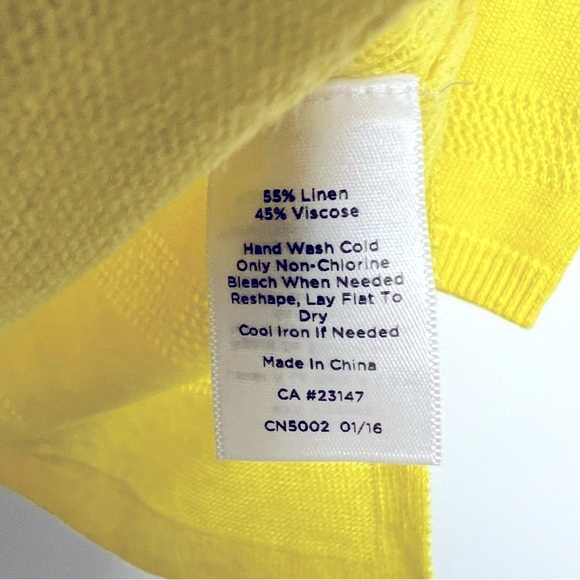 Talbots NEW Bright Yellow Lightweight Tunic Sweater Linen Blend Summer Comfort - Picture 12 of 12